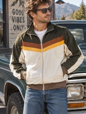 Vintage Eighty Eight Full Zip Track Jacket Mens XL Retro Style 70's